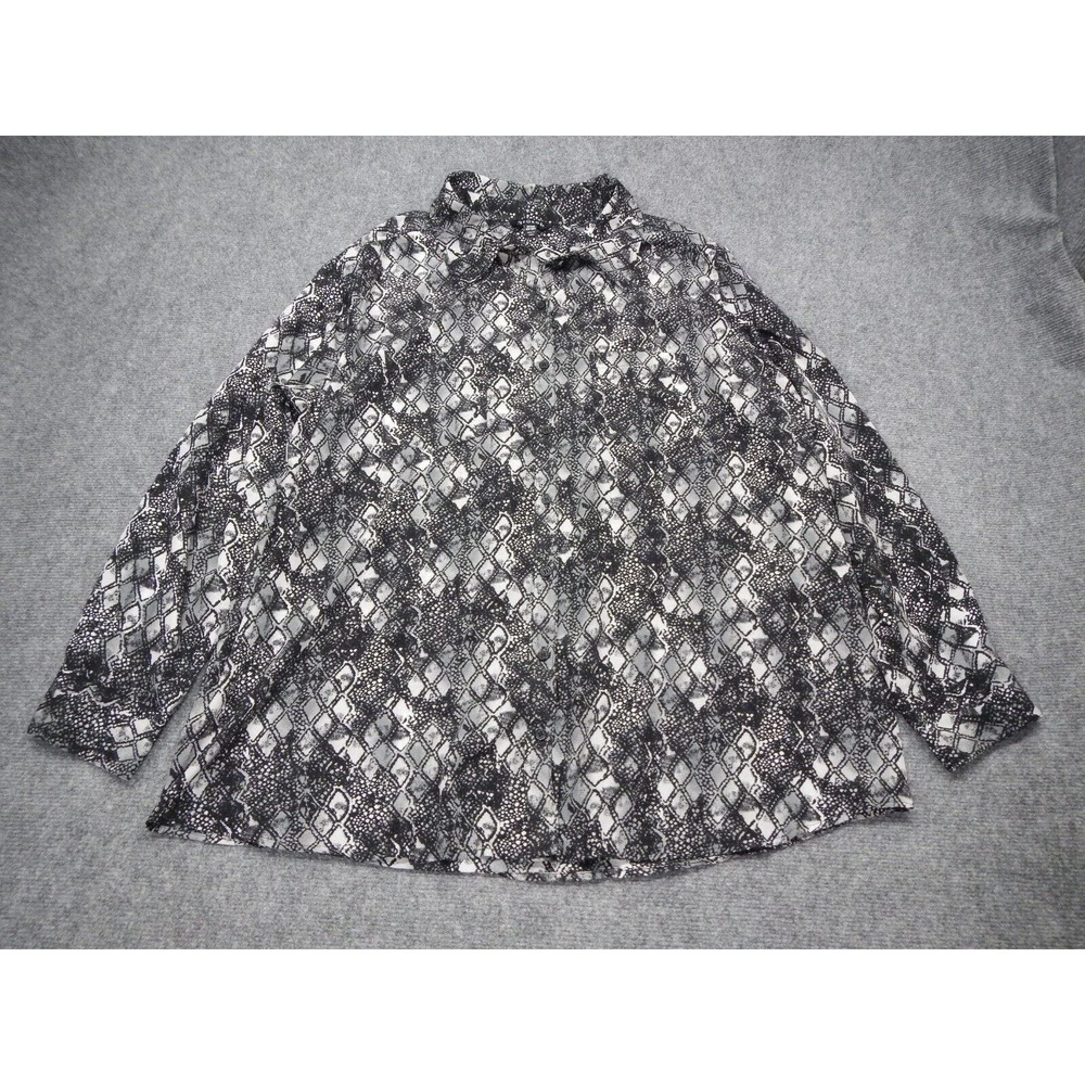 George Button Up Shirt Plus Size 2X Black White Argyle Diamond Pattern Collared‎